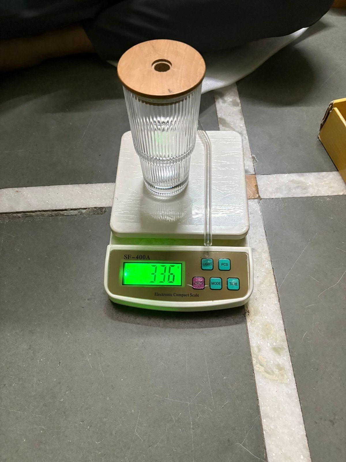 Ribbed Shape Glass with Wood Cap