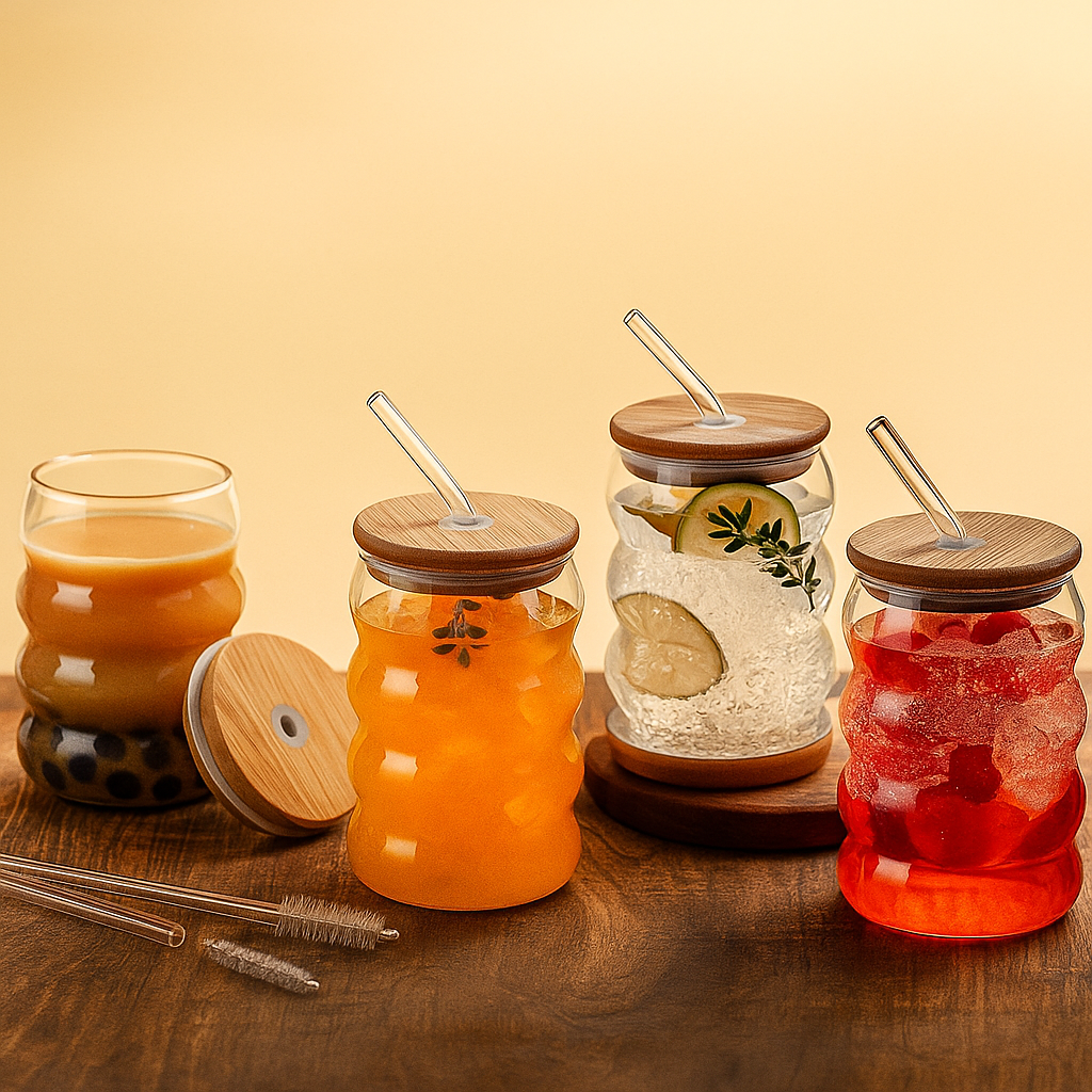 WAYVV™️ | Wave Shape Glass with Wood Cap (Pack of 1)