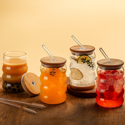 WAYVV™️ | Wave Shape Glass with Wood Cap (Pack of 1)