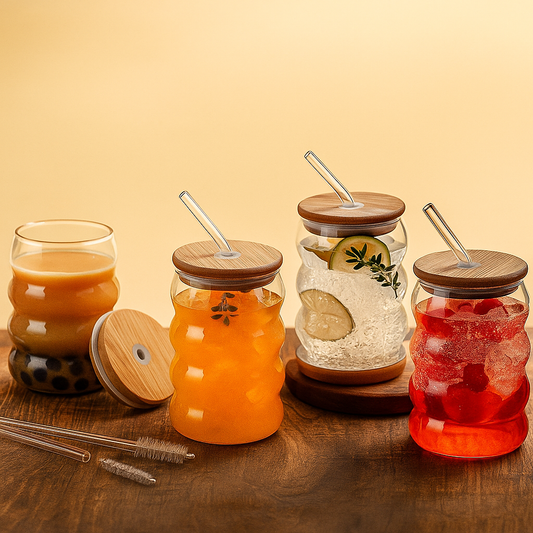 WAYVV™️ | Wave Shape Glass with Wood Cap (Pack of 1)